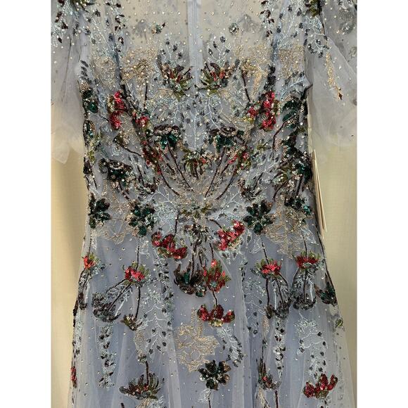 Mac Duggal Flounce Sleeve Embellished Dress Periwinkle Size 12 NWT 20436 MOB - Picture 5 of 16